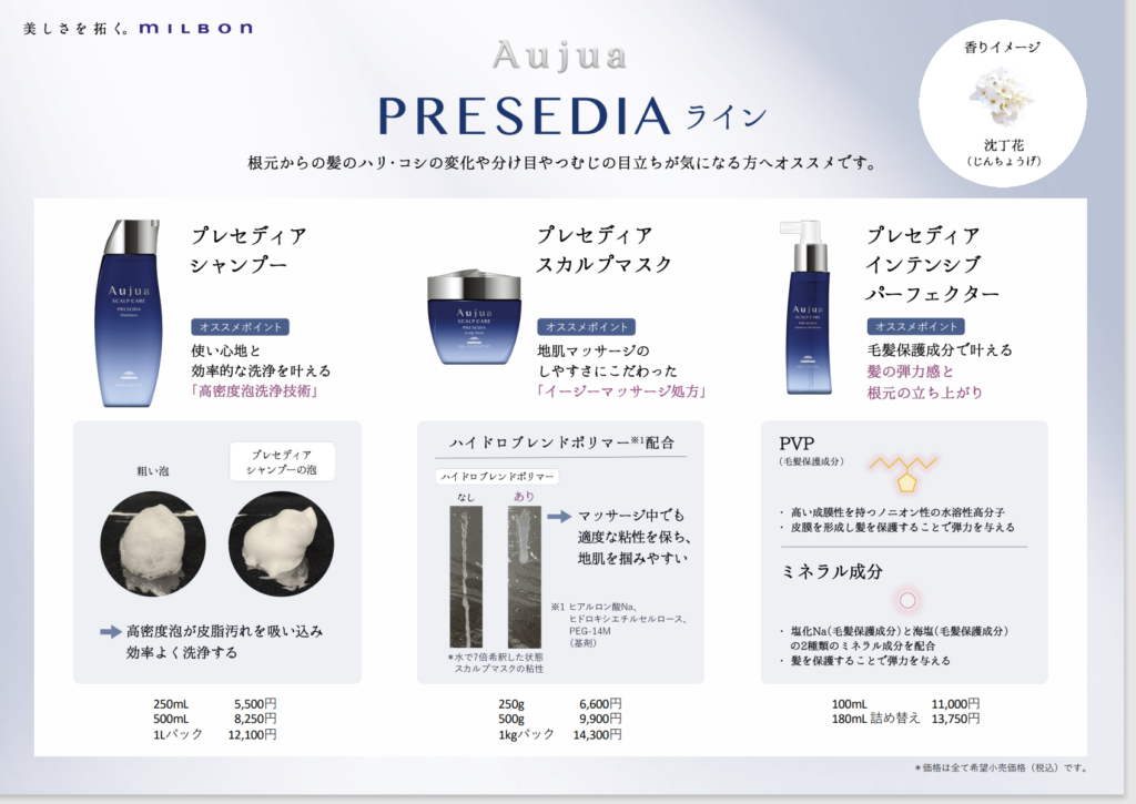 オージュア プレセディア｜ボリュームアップ・分け目・つむじ・トップ 